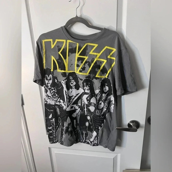 Official Merch | KISS  Grey/Yellow Crew Neck Band Tee | Size M - Picture 2 of 6